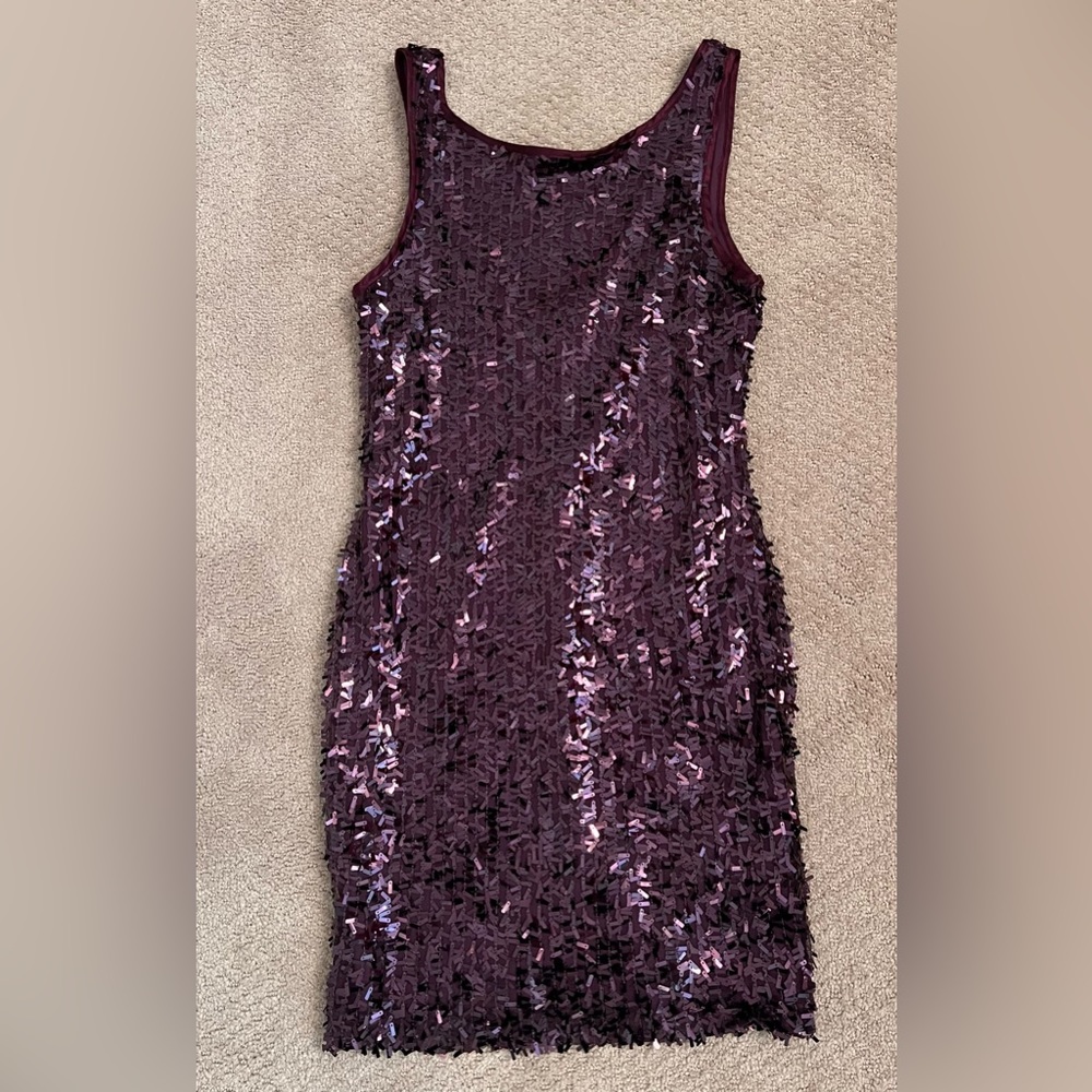 Purple sequin tank dress, size S
